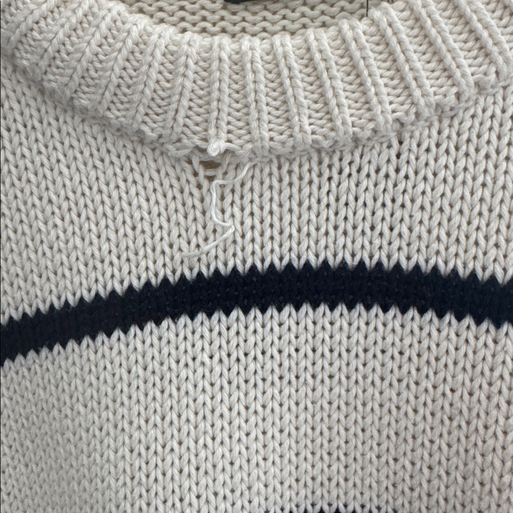 jenni kayne striped black and white crewneck cotton sweater XS - Picture 2 of 3